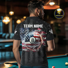 Load image into Gallery viewer, Custom US Flag Smoke 8 Ball Pool Billiard Shirt For Men, 3D Patriotic Billiard Team Jersey TDM5692