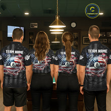 Load image into Gallery viewer, Custom US Flag Smoke 8 Ball Pool Billiard Shirt For Women, 3D Patriotic Billiard Team Jersey TDM5692