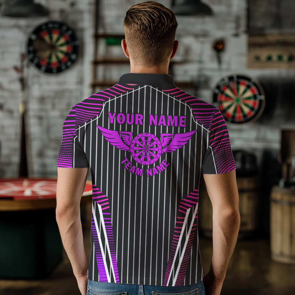 Neon Pink Dartboard Pulse Heartbeat Custom Men Dart Shirts, Funny Wings Cool Dart Team Jerseys TDM3525
