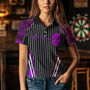 Neon Pink Dartboard Pulse Heartbeat Custom Women Dart Shirts, Funny Wings Cool Dart Team Jerseys TDM3525