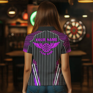 Neon Pink Dartboard Pulse Heartbeat Custom Women Dart Shirts, Funny Wings Cool Dart Team Jerseys TDM3525