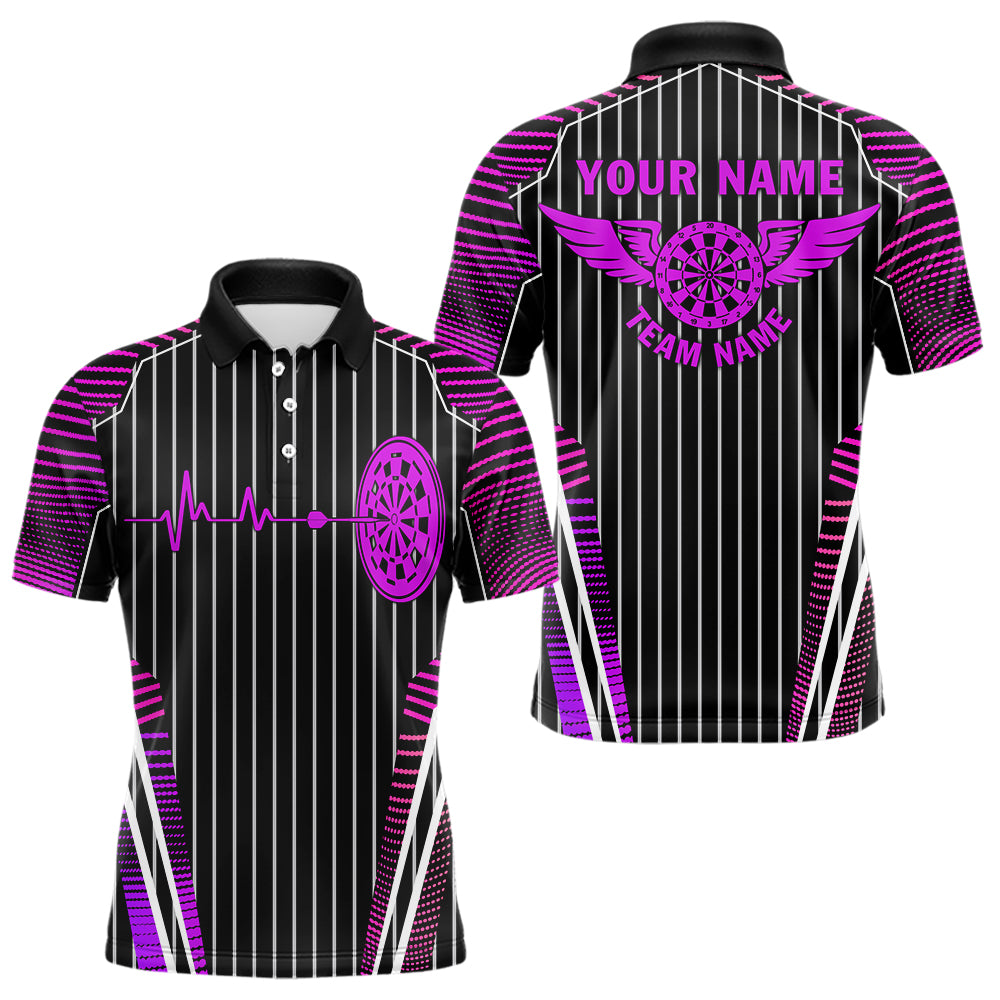 Neon Pink Dartboard Pulse Heartbeat Custom Men Dart Shirts, Funny Wings Cool Dart Team Jerseys TDM3525