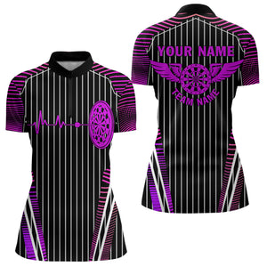 Neon Pink Dartboard Pulse Heartbeat Custom Women Dart Shirts, Funny Wings Cool Dart Team Jerseys TDM3525