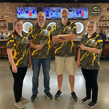 Load image into Gallery viewer, Black Yellow Skull Lightning Splash Darts Shirt For Women Custom Darts Jersey Team Polo &amp; 1/4 Zip TDM5893