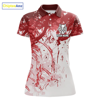 Personalized Red Grunge Darts Jerseys For Women Custom Darts Team Shirts Polo & Quarter Zip TDM5894