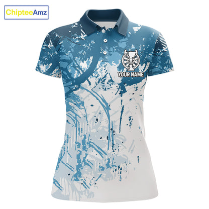 Personalized Blue Grunge Darts Jerseys For Women Custom Darts Team Shirts Polo & Quarter Zip TDM5895