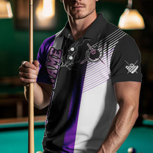 Load image into Gallery viewer, Personalized Black Purple Billiard Polo &amp; 1/4 Zip For Men Custom 8 Ball Pool Billiard Team Jersey TDM3690