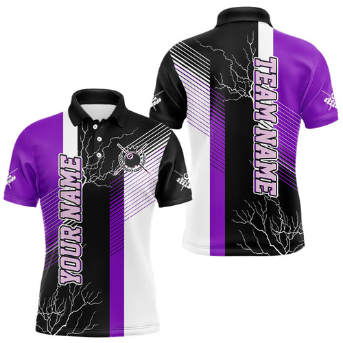 Personalized Black Purple Billiard Polo & 1/4 Zip For Men Custom 8 Ball Pool Billiard Team Jersey TDM3690