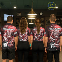 Load image into Gallery viewer, Red 8 Ball Thunder Lightning Tiger Billiard Shirt For Women Custom Pool Team Jersey Polo, 1/4 Zip TDM6037