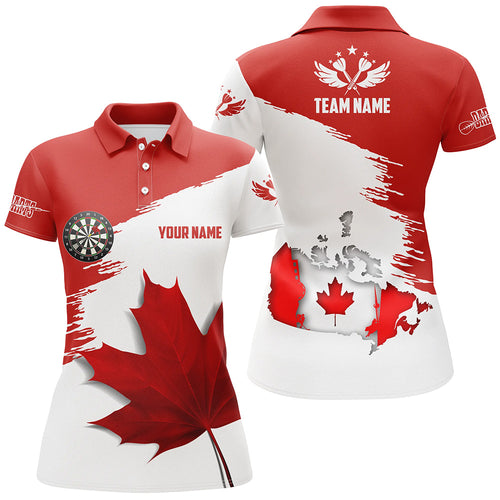 Personalized Canada Leaf Darts Women Polo Shirts Custom Patriotic Canadian Flag Darts Shirts TDM1405