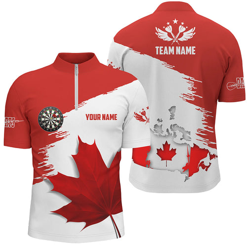 Personalized Canada Leaf Darts Men Quarter-Zip Shirts Custom Canadian Flag Darts Shirts TDM1405