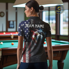 Load image into Gallery viewer, Custom Billiard Jersey For Women, 8 Ball Pool Shirt With American Flag, Billiard Polo &amp; 1/4 Zip Shirt TDM3867