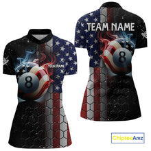 Load image into Gallery viewer, Custom Billiard Jersey For Women, 8 Ball Pool Shirt With American Flag, Billiard Polo &amp; 1/4 Zip Shirt TDM3867