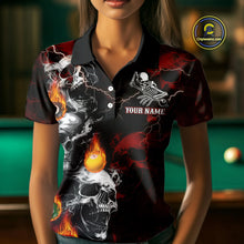 Load image into Gallery viewer, Personalized Red Smoke Skull Billiard Shirts For Women Custom Death Skeleton Billiard Jerseys TDM3869