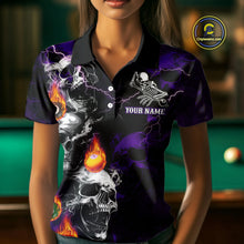 Load image into Gallery viewer, Personalized Purple Smoke Skull Billiard Shirts For Women Custom Death Skeleton Billiard Jerseys TDM3870
