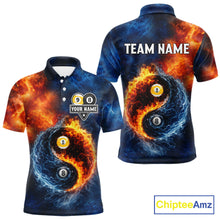 Load image into Gallery viewer, Personalized Water And Fire 8 Ball &amp; 9 Ball Billiard Shirt For Men, Pool Team Jersey Polo &amp; 1/4 Zip TDM6297