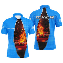 Load image into Gallery viewer, Custom Blue Billiard Balls Fire 3D Printed Men Polo &amp; Quarter-Zip Shirts, Billiard Apparel Clothing TDM1776
