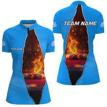 Load image into Gallery viewer, Custom Blue Billiard Balls Fire 3D Printed Women Polo &amp; Quarter-Zip Shirts, Billiard Apparel Clothing TDM1776