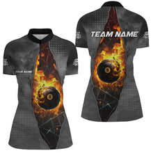 Load image into Gallery viewer, Custom Grey 8 Ball Pool Fire Break Glass 3D Printed Women Billiard Shirts, Billiard Apparel Attire TDM1777