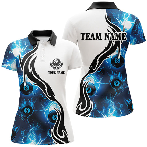 Personalized Blue 8 Ball Pool Thunder Lightning Custom Women Billiard Shirts Billiard Team Jerseys TDM1781