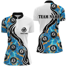 Load image into Gallery viewer, Blue 8 Ball Pool Fire Thunder Lightning Custom Billiard Shirts For Women Team League Billiard Jerseys TDM1782