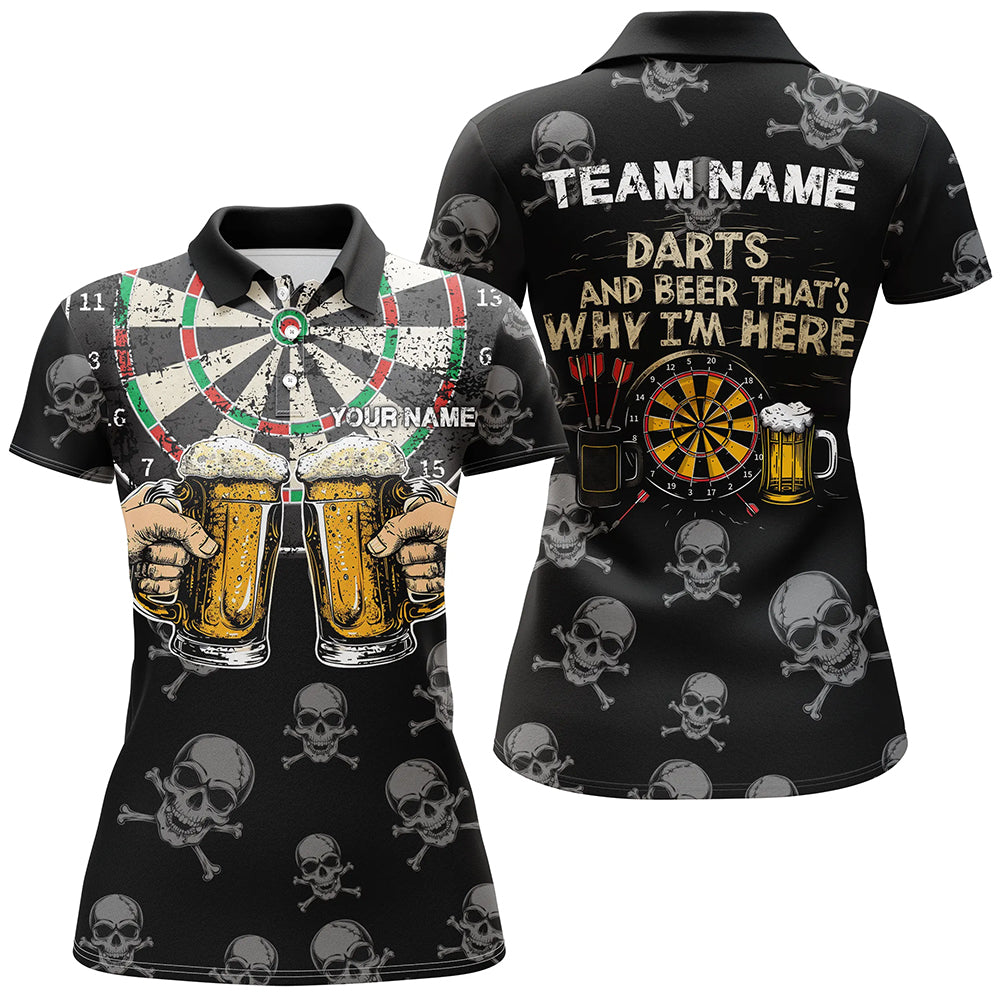 Darts And Beer That's Why I'm Here Custom Skull Darts Shirts For Women Best Drinking Darts Jerseys TDM1981