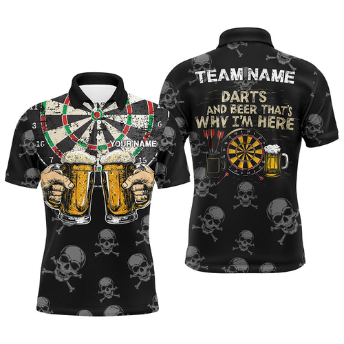 Darts And Beer That's Why I'm Here Custom Skull Darts Shirts For Men Best Drinking Darts Jerseys TDM1981