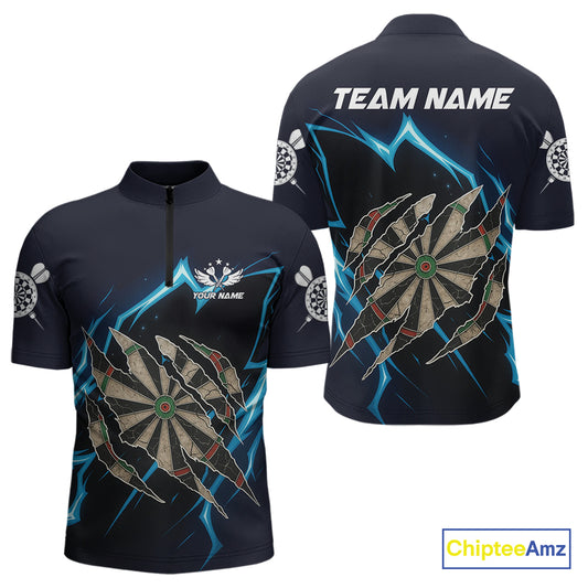 Personalized Thunder Lightning Dark Navy Darts Shirt For Men Custom Funny Darts Team Jerseys TDM4336