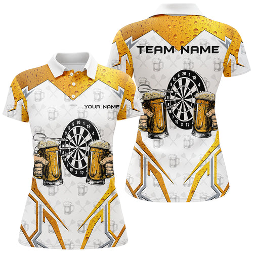 Funny Dartboard And Beer Custom Darts Shirts For Women, Best Drinking Darts Team Jerseys |White TDM2188