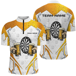 Funny Dartboard And Beer Custom Darts Shirts For Men, Best Drinking Darts Team Jerseys |White TDM2188