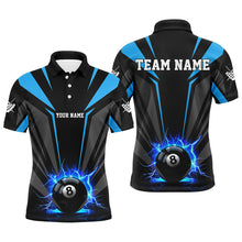 Load image into Gallery viewer, Personalized Lightning 8 Ball Pool Billiard Shirts For Men Custom Blue Billiard Team Jerseys TDM2193