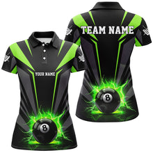 Load image into Gallery viewer, Personalized Lightning 8 Ball Pool Billiard Shirts For Women Custom Green Billiard Team Jerseys TDM2194