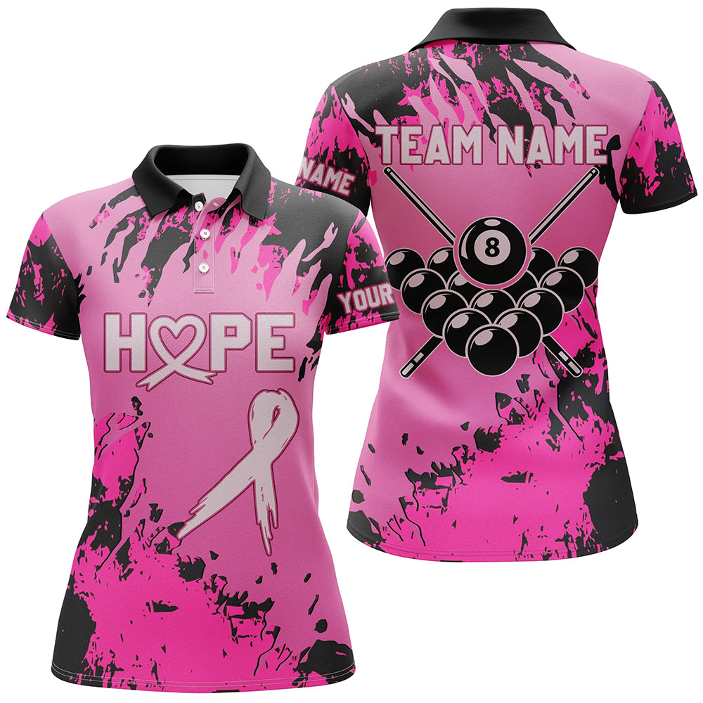 Breast Cancer Awareness Pink Camo Personalized Billiard Women Polo Shirts Custom Billiard Jerseys TDM0323