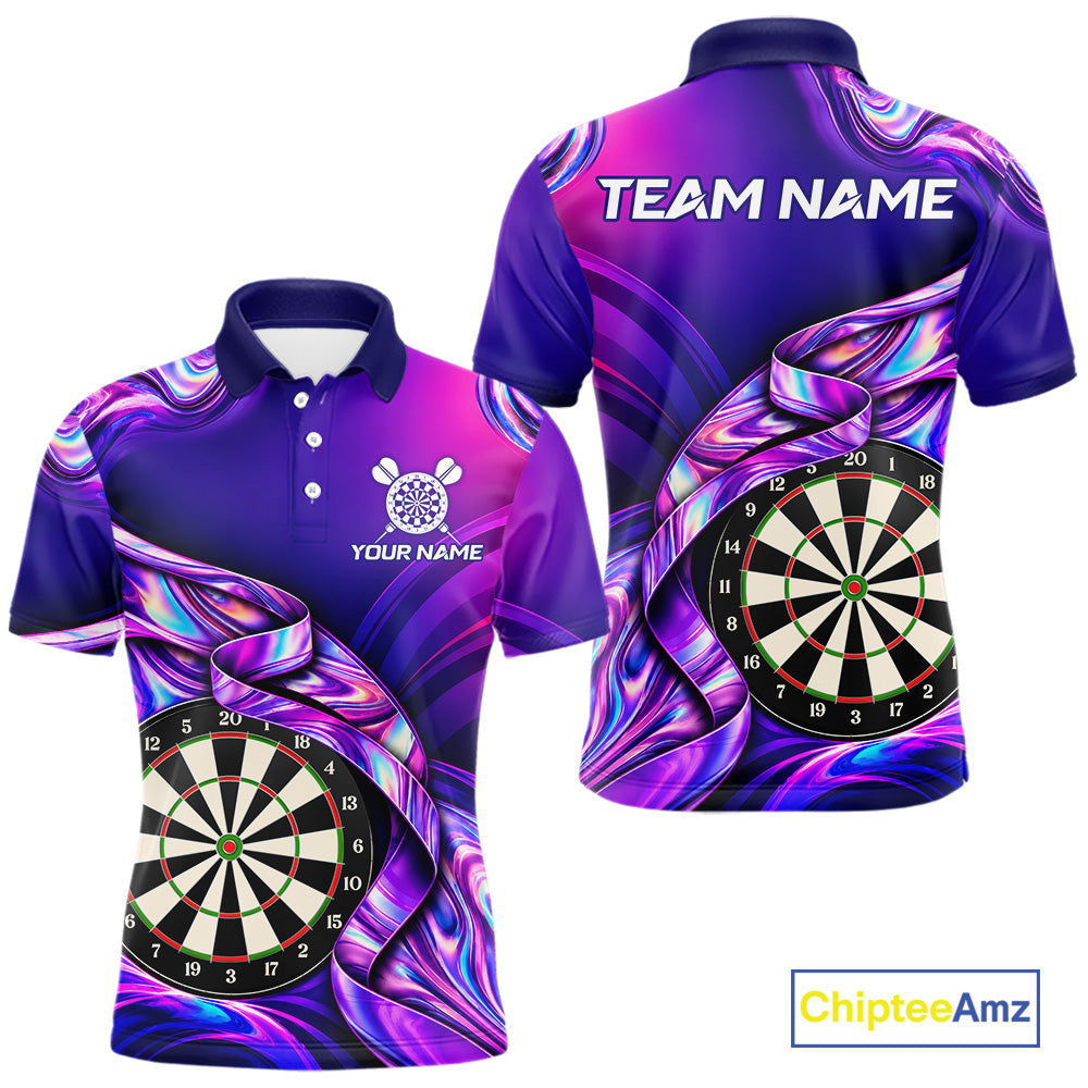 Custom Purple Holographic Darts Shirts For Men, Custom Darts League Team Jersey, Darts Outfit TDM7830