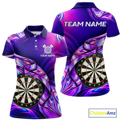 Custom Purple Holographic Darts Shirts For Women, Custom Darts League Team Jersey, Darts Outfit TDM7830