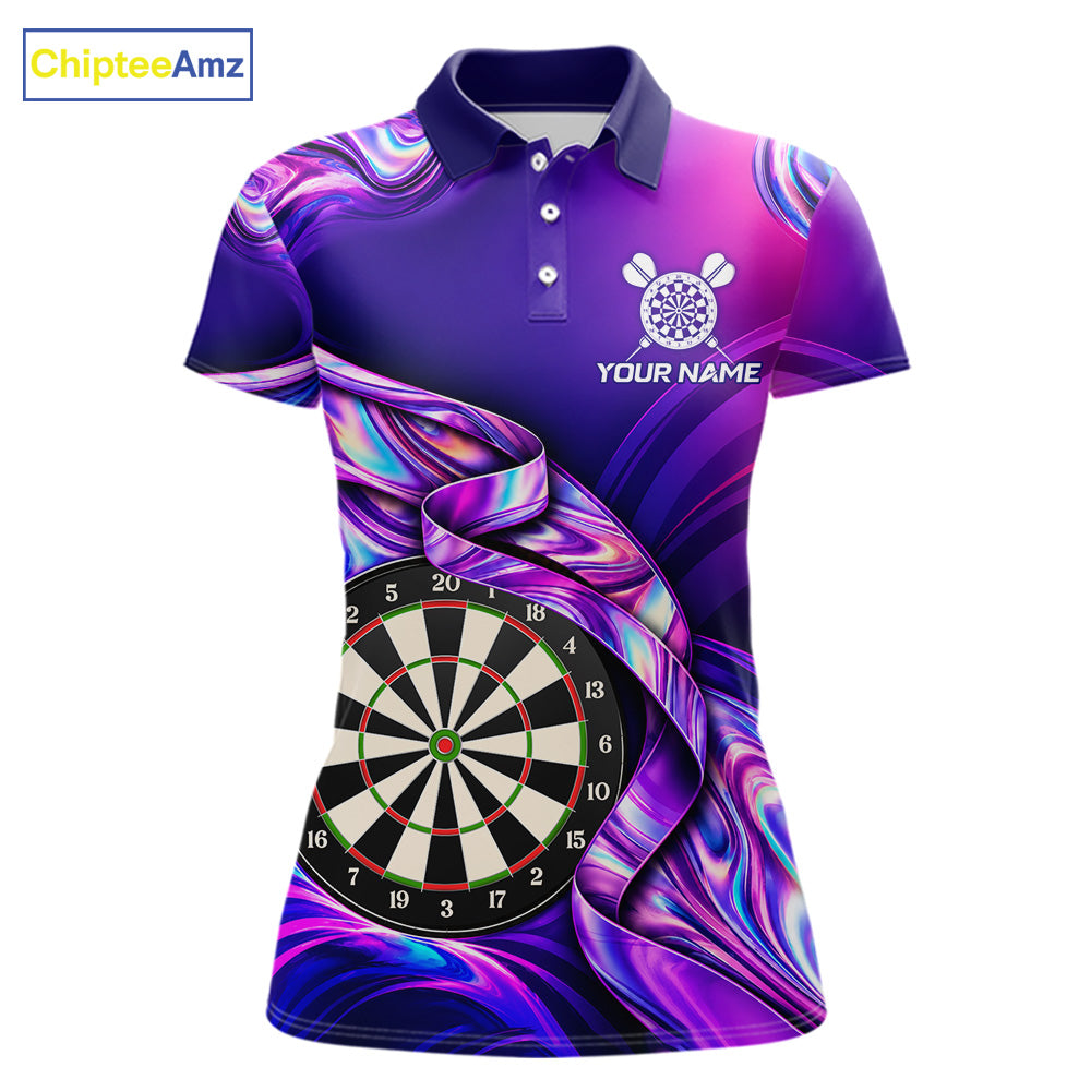 Custom Purple Holographic Darts Shirts For Women, Custom Darts League Team Jersey, Darts Outfit TDM7830
