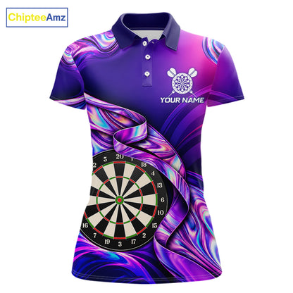 Custom Purple Holographic Darts Shirts For Women, Custom Darts League Team Jersey, Darts Outfit TDM7830