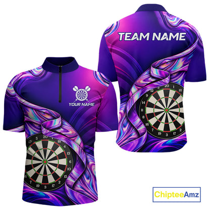 Custom Purple Holographic Darts Shirts For Men, Custom Darts League Team Jersey, Darts Outfit TDM7830
