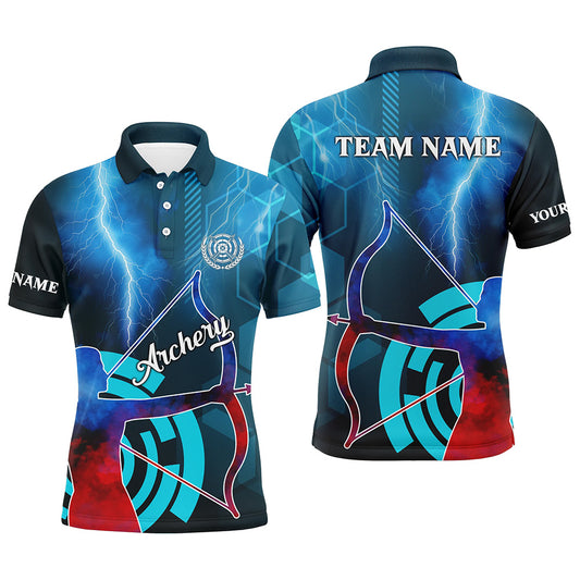 Personalized Archery 3d Thunder Lightning Polo Shirts For Men Custom Archery Jersey Design For Team TDM0539