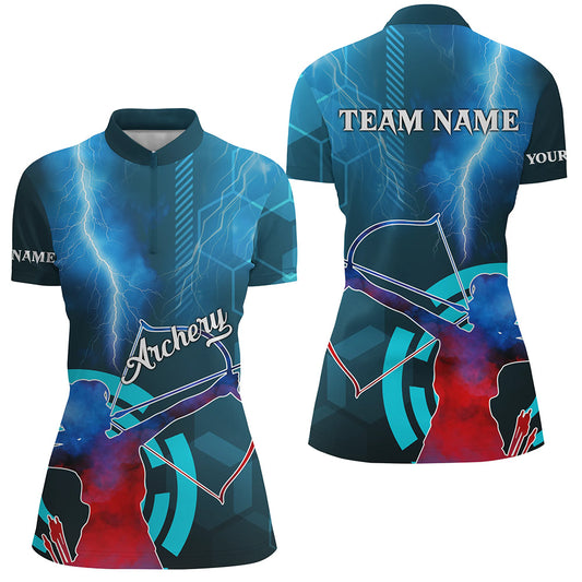 Personalized Archery 3d Thunder Lightning Women Quarter-Zip Shirts, Archery Jersey Designs TDM0539