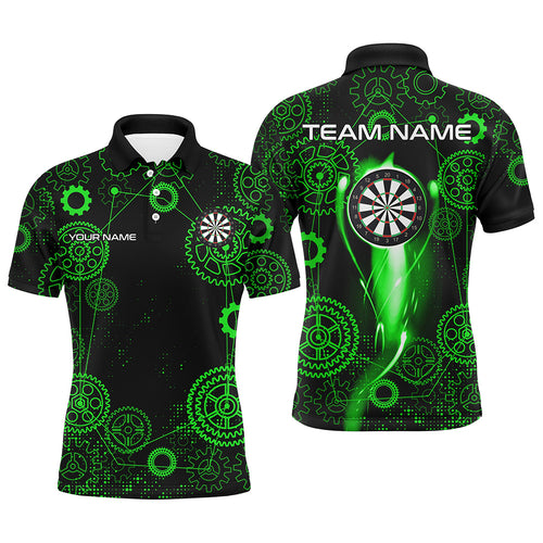 Green Darts Gearwheel Pattern Custom Dart Shirts For Men, Dart Jerseys Darts League Team Uniform TDM3187