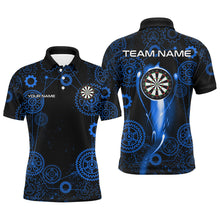 Load image into Gallery viewer, Blue Darts Gearwheel Pattern Custom Dart Shirts For Men, Dart Jerseys Darts League Team Uniform TDM3188