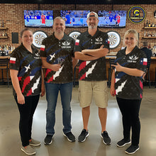 Load image into Gallery viewer, Personalized Texas Flag Darts Pattern Polo &amp; 1/4 Zip For Women Custom Texas Darts Team Jerseys TDM5418