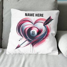 Load image into Gallery viewer, Pink 8 Ball Pool And Heart Custom White Pillow, Billiard Valentine Gifts TDM0891