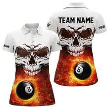 Load image into Gallery viewer, Personalized 3D 8 Ball Pool Fire Skull Billiard Shirts For Women Team League Billiard Jerseys |Orange TDM3406