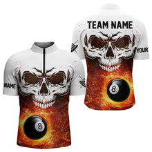 Load image into Gallery viewer, Personalized 3D 8 Ball Pool Fire Skull Billiard Shirts For Men Team League Billiard Jerseys |Orange TDM3406