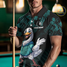 Load image into Gallery viewer, Black And Teal Grunge 8 Ball Pool Billiard Shirt For Men Custom Funny Duck Pool Team Jersey NYN3012
