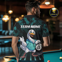 Load image into Gallery viewer, Black And Teal Grunge 8 Ball Pool Billiard Shirt For Men Custom Funny Duck Pool Team Jersey NYN3012