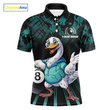 Load image into Gallery viewer, Black And Teal Grunge 8 Ball Pool Billiard Shirt For Men Custom Funny Duck Pool Team Jersey NYN3012
