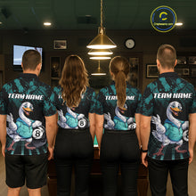 Load image into Gallery viewer, Black And Teal Grunge 8 Ball Pool Billiard Shirt For Men Custom Funny Duck Pool Team Jersey NYN3012